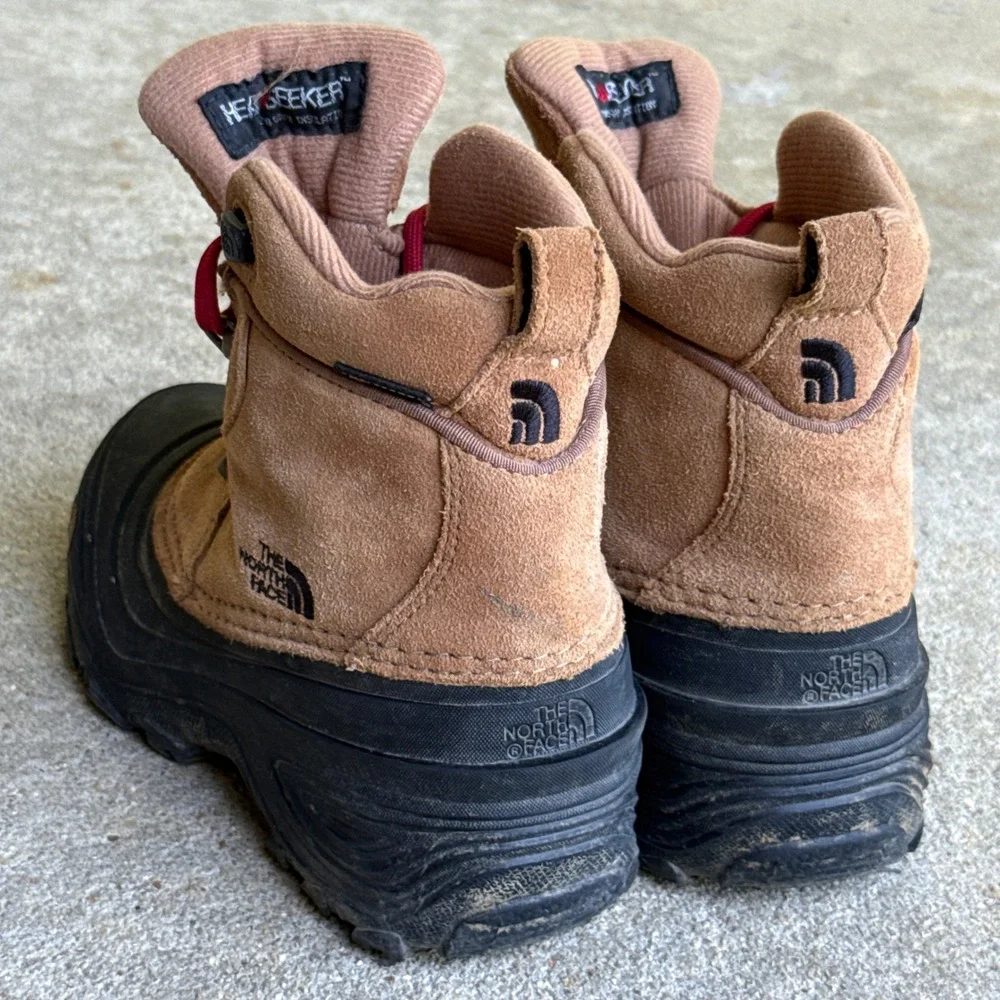 The North Face KIDS Chilkat Lace II Brown Leather Winter Boots Size 2 Waterproof